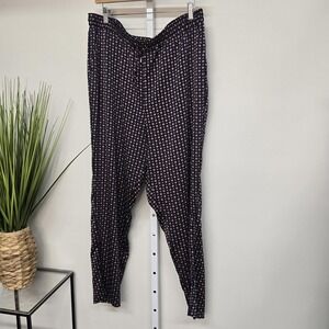 1.STATE Womens XL Navy Blue Geometric Print Jogger Pants Elastic Waist Relaxed